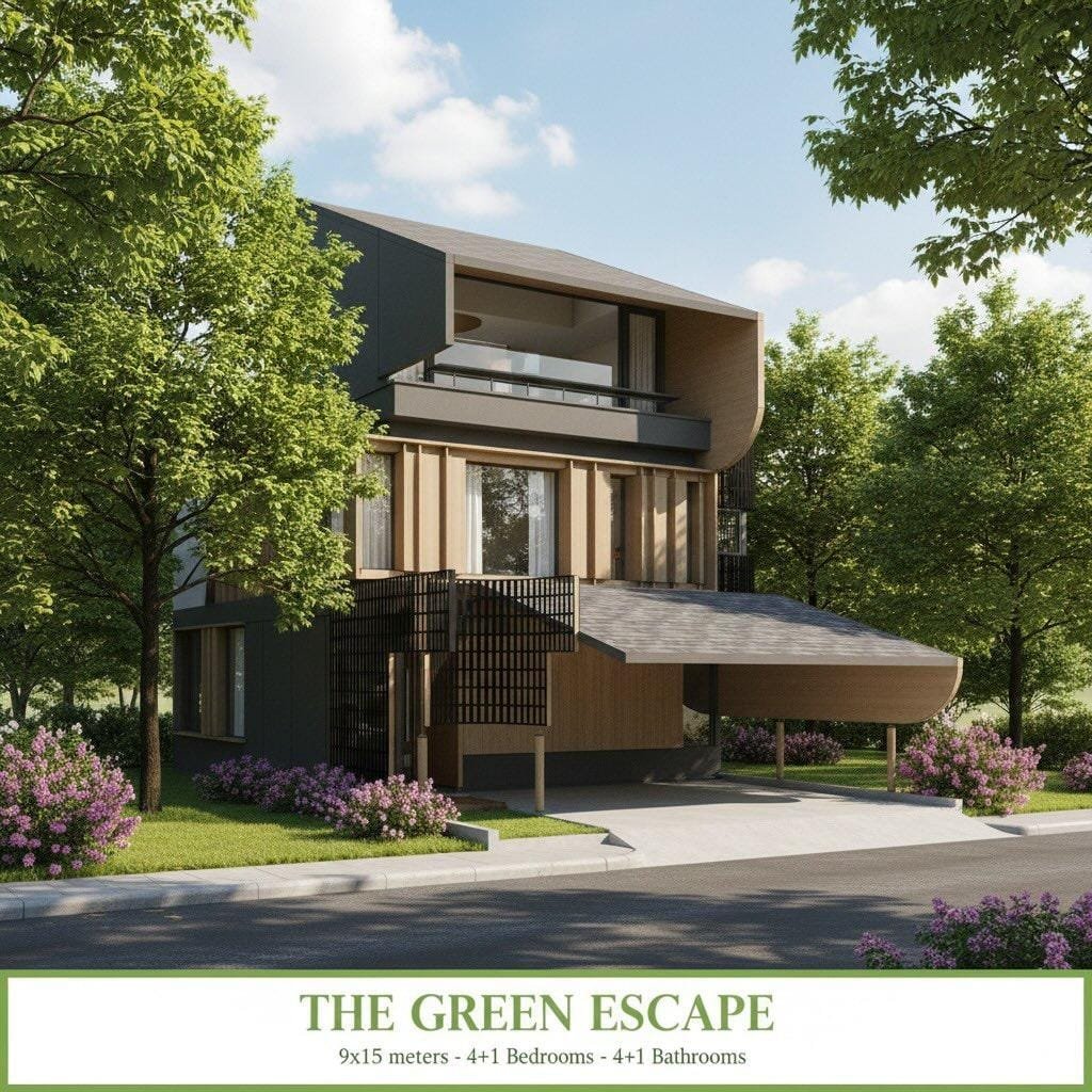 Arsitektur Modern Tropis Country Woods - Hunian 3 Lantai dengan Balkon Luas